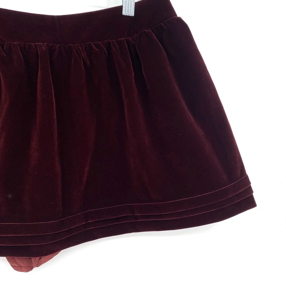 Cider Low‎ Rise Layered Skort Women’s Large Skater Shirt Velvet Dark Burgundy